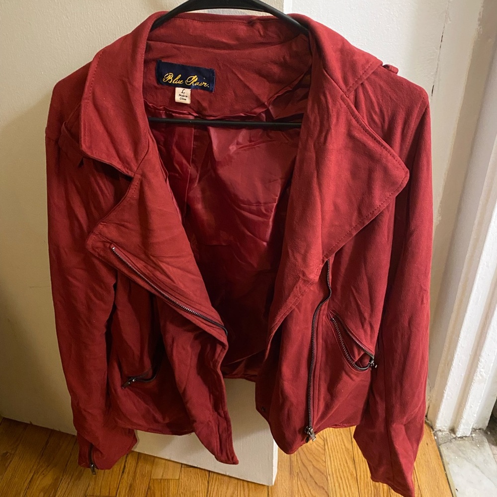 Red suede Moto jacket - Picture 2 of 3